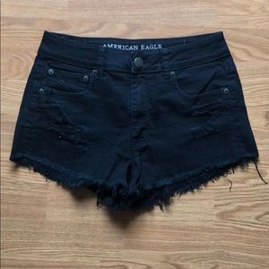 American eagle black distressed shorts